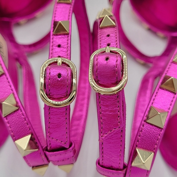 Valentino Rockstud Sequined Leather Pumps Pink 38.5 - Picture 12 of 16